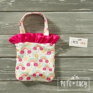 Pete + Lucy Little Girls Pink and Blue Rainbow Sunny Day Bucket Purse NEW